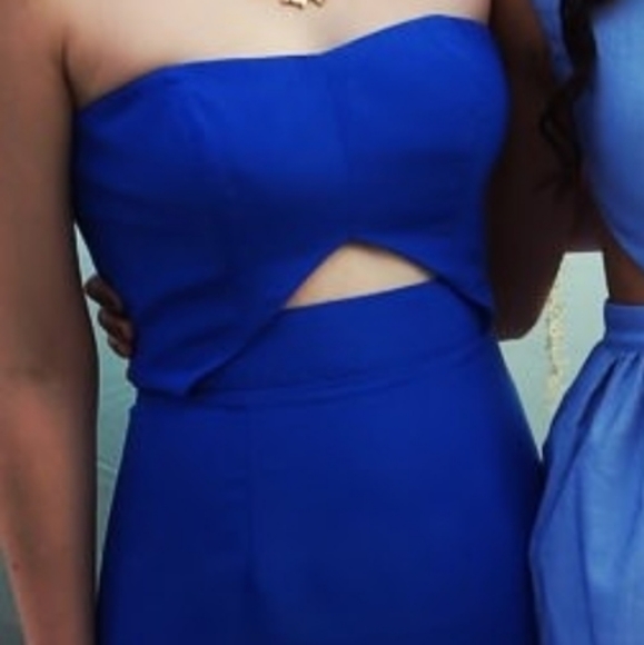 Marciano Cut-Out Mini Dress with Gold Zipper - Blue, US2 - Picture 5 of 5